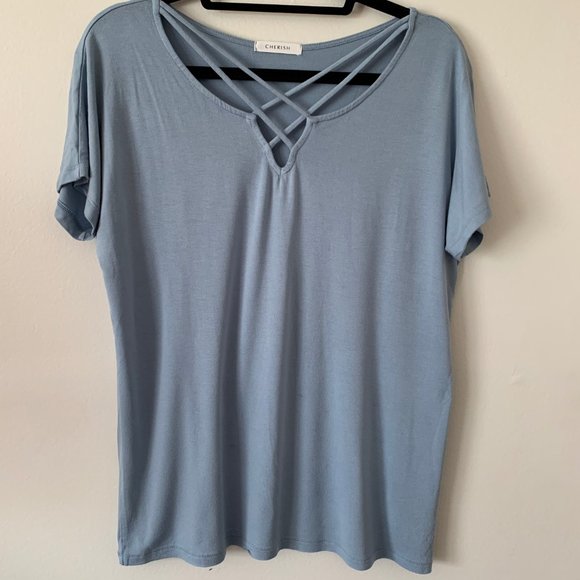 Cherish Knit Top with Criss-Cross Strap Neckline - Picture 2 of 4